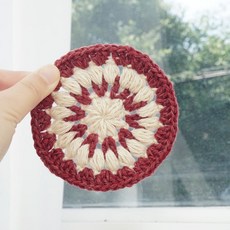 slow moments 泡泡杯墊編織DIY套組, 1套, 柔和紅 + 奶油色