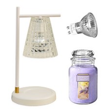 Lati照明 Morella融蠟燈 + 洋基蠟燭 大罐蠟燭 檸檬薰衣草套組, 白色(融蠟燈)