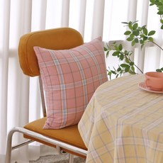 DECOTONIK 粉彩格紋抱枕套 含枕芯, 粉紅色