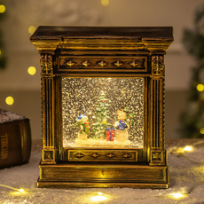 라보비아 엔틱 크리스마스 인테리어 사각 자동 글리터 조명 스노우볼 골드, 타입 4