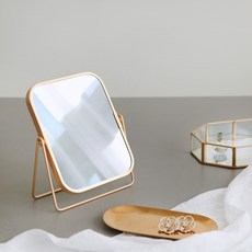 雙面放大化妝鏡 方形, 金色