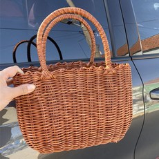 全高塑料野餐籃超大號, 04 純色卡其色, 1個