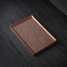 American Road 藤編木質方形居家咖啡廳託盤 HR2696