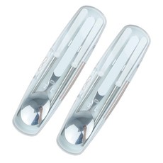 不銹鋼湯匙筷子組 2組, 象牙, 2p 勺子 + 2p 筷子 + 2p 盒子