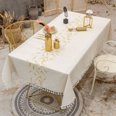 金色葉子桌巾, 混合色, M(110 x 110 cm), 1個