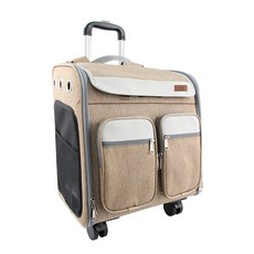 DOG-i 狗狗四輪後背包寵物拉桿箱, 棕色