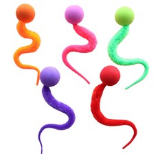 漂浮寵物 貓咪蠕動蟲玩具 5入組, 紫色、紅色、綠色、橘色、粉紅色, 1組