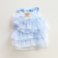 PASTEL PET 寵物星星蕾絲無袖洋裝, 藍色, 1個
