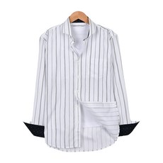 핫코드 남성용 와이드카라 스트라이프 긴팔 셔츠 HC54