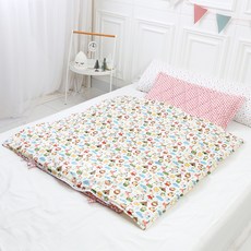 코니아일랜드 라텍스 어린이집 낮잠이불 세트 일체형, 핑크(패드), 인디버드(이불)