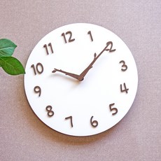 木質裝飾靜音壁鐘 輕薄柔和款, 白色
