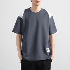 스타빈 남성용 어깨 배색 루즈 반팔 티셔츠