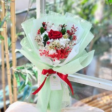 ASPASIA Petal 混合玫瑰永生花花束, 紅色