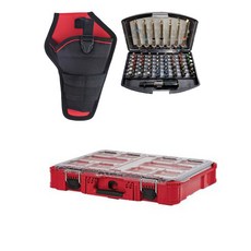 Milwaukee 多功能分格收納盒+工具袋 TP-009+螺絲頭組, 1組