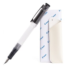 PILOT 百樂 Lightive 鋼筆 + 皮革筆套 + 禮物包裝套組, M, 透明