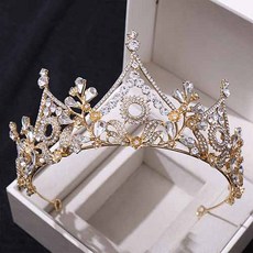 Estella 陽光水晶串珠自助婚禮皇冠 okd018, 1個, 金色白色