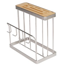 IYES多功能原木不鏽鋼廚具掛架 IY-KCB, 銀, 1個