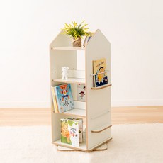 심플룸 유아용 라디 회전 전면 책장 방문설치, 화이트, 3단