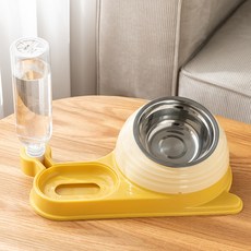 daysoy 寵物多功能雙碗餐具組 ONE SIZE, 01 黃色, 1套