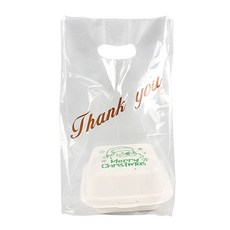 The Pack Company 紙漿午餐盒 3 號綠色聖誕老人 20p + PE 謝謝塑料袋 20p 套組, 1套