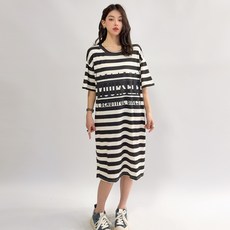 더시럽 여성용 가로 스트라이프 데일리 롱 원피스 빅사이즈 포함