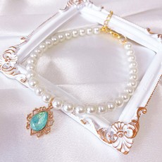 웨이비데이즈 반려동물 디아나 물방울 펜던트 비즈 목걸이, 라이트블루, 1개