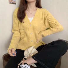 마켓에이 여성용 하트 파스텔 브이넥 가디건