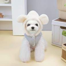 PASTEL PET 寵物毛呢小熊連帽背心, 灰色