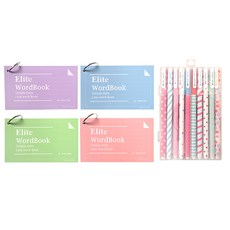 2Youngdesign 엘리트링 單字本 4種 + 甜美彩色中性筆 10種套組, 1套, 混合色
