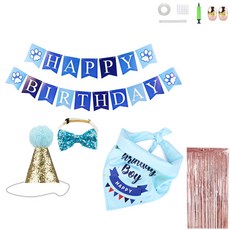 MINITTINE 寵物生日派對組合, 藍色, 1套