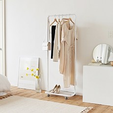 狐獴移動式鐵製空間衣架, 白色