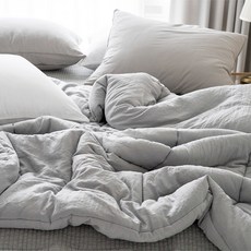 CléMENCE 素色柔軟水洗棉絎縫薄被, 灰色