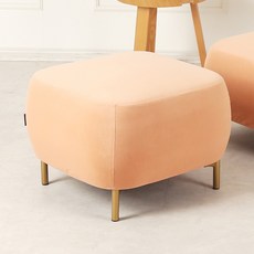 에이비퍼니쳐 몽글 벨벳 패브릭 스툴, 피치, 1개