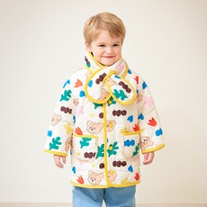 mollimelli 兒童可愛熊熊圍巾鋪棉外套