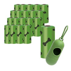 寵物用拾便袋 20入+收納盒套組, 綠色, 1套