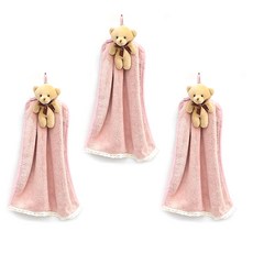 Market A 蝴蝶結熊擦手巾, 粉紅色, 3個