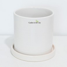 도시정원 파스텔 도자기 베이직 화분 받침세트, 화이트, 1세트