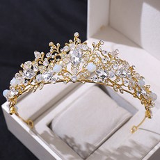 LUNA GLAM 自助婚紗手工Opeg珠飾皇冠 G141, 1個, 白金色