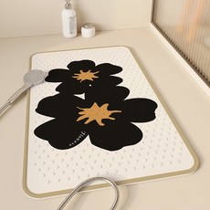 Daysoy 多款設計吸盤式浴室浴缸防滑墊 70 x 40 cm, 16 黑色花朵, 1個