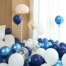 P&B UNITY 氣球 50入組 藍色, 02 藍色亮片 4色混合, 1套