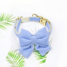 PASTEL PET 寵物燈芯絨蝴蝶結項圈, 藍色, 1個