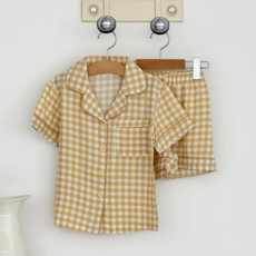 ECLL 兒童夏季短袖睡衣家居服睡眠上下套裝