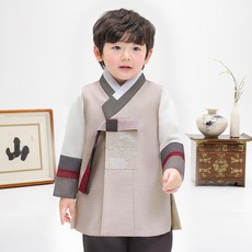 geumdong hanbok 男童款男米色皺褶韓服套裝 AM171