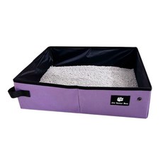 外出攜帶式貓砂盆,紫色,45 x 35 x 13cm,摺疊設計,寵物旅行必備, 1個