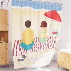 RESTINBATH 休息之海 布料浴室浴簾, 多色(混合)等, 1個