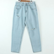 PLAYS 男款大腿膝蓋破洞錐形復古牛仔褲