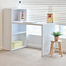 우드미가구 책장 + 1인용 학생책상 세트, 화이트