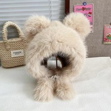 HOWMANY 泰迪熊仿貂毛連帽圍脖