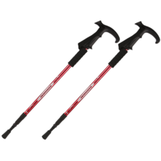 C-ROI 3段式可調節長度T字型登山杖 2入, 紅色