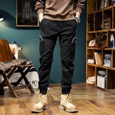 男士水洗彈性工裝束口慢跑褲 YXP26